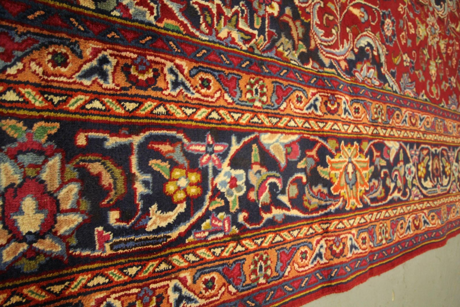 Vintage Rug Red Wool Carpet, Large Handwoven Oriental Area Rug photo for sale