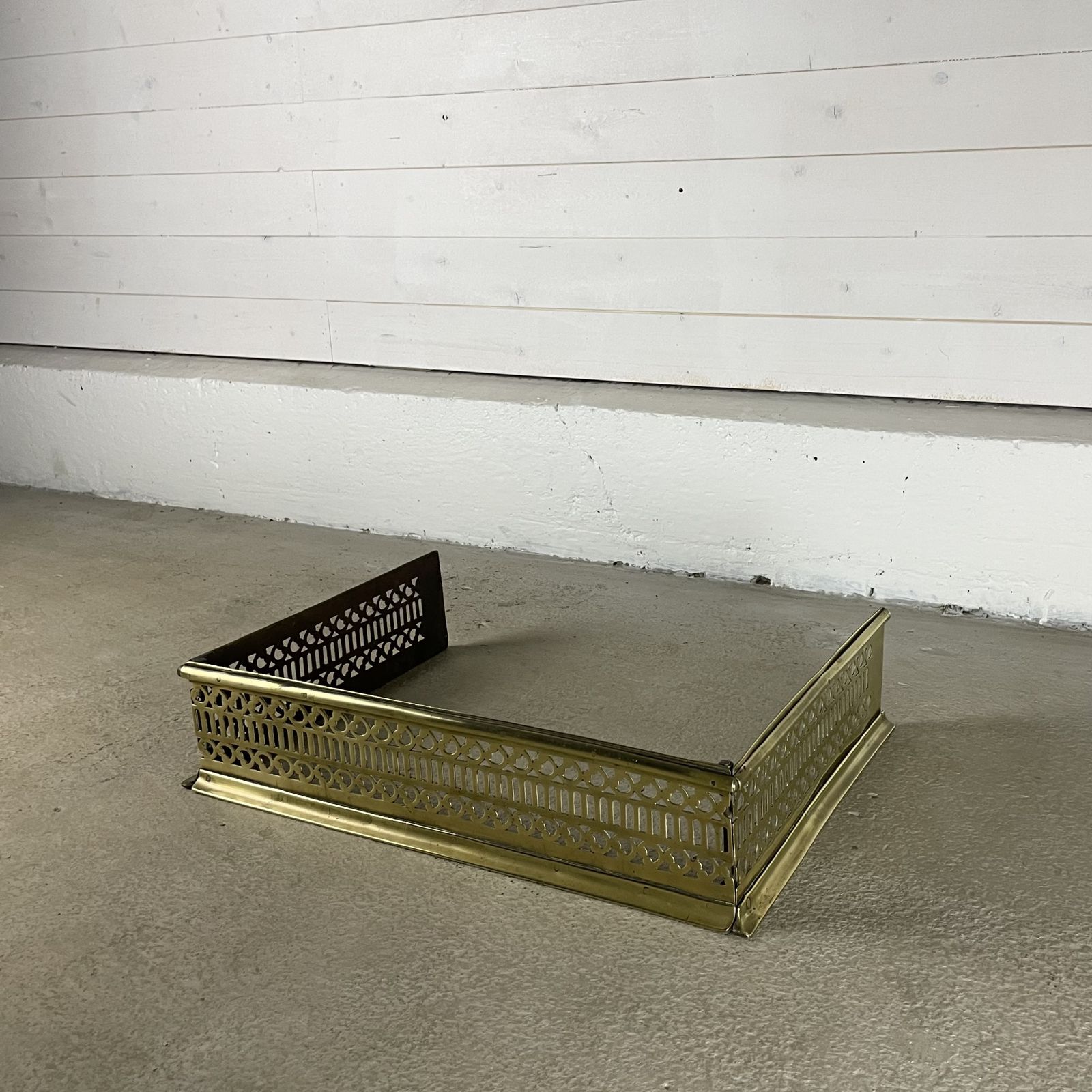 Victorian Brass Folding Fireplace Fender photo for sale