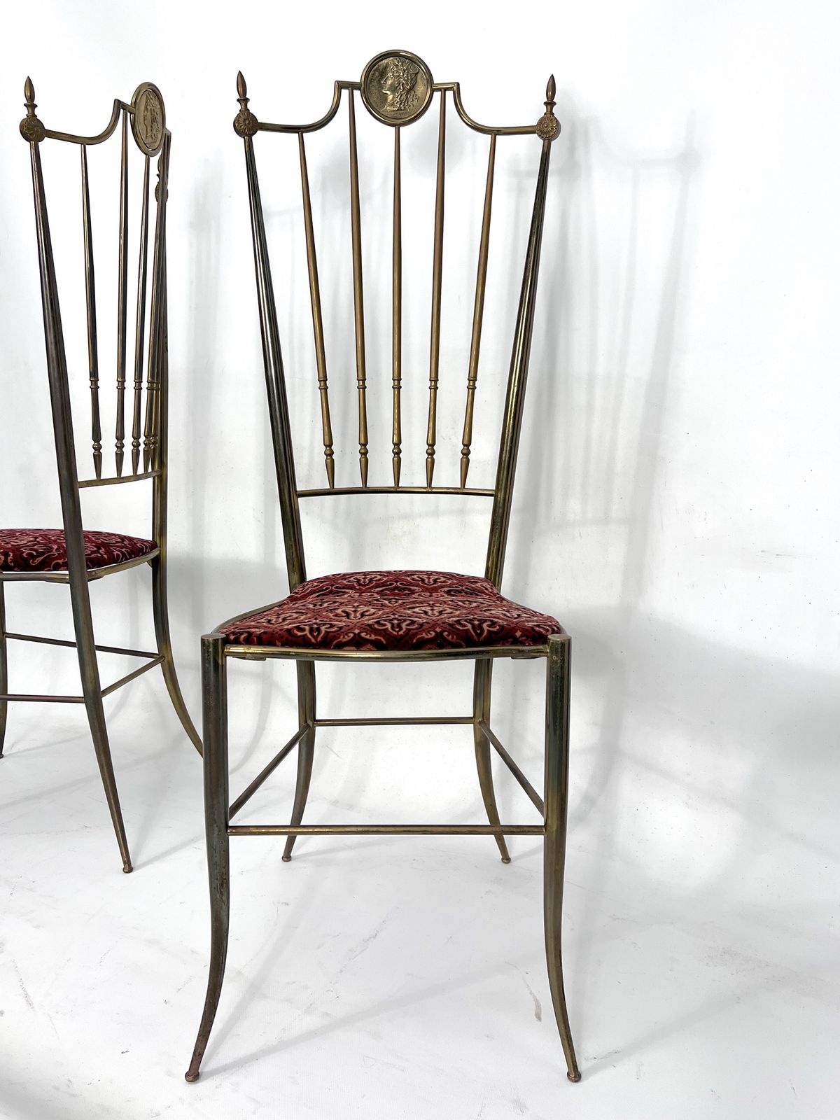 Vintage Pair Of Brass Tall Chairs From Chiavari, Italy 1950s photo furniture