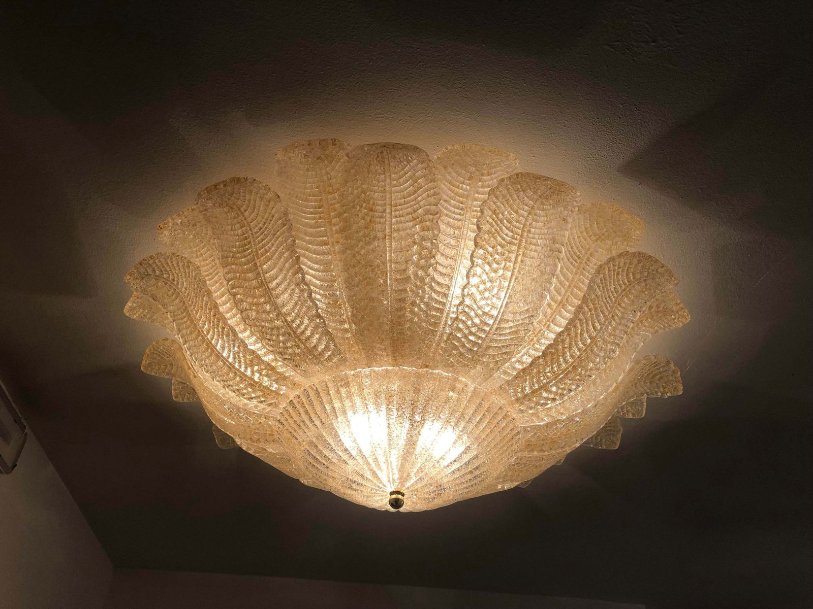 Impressive Murano Glass Sputnik Chandelier Flush Mount Like Mazzega Zuccheri Venini Barovier Style photo for sale