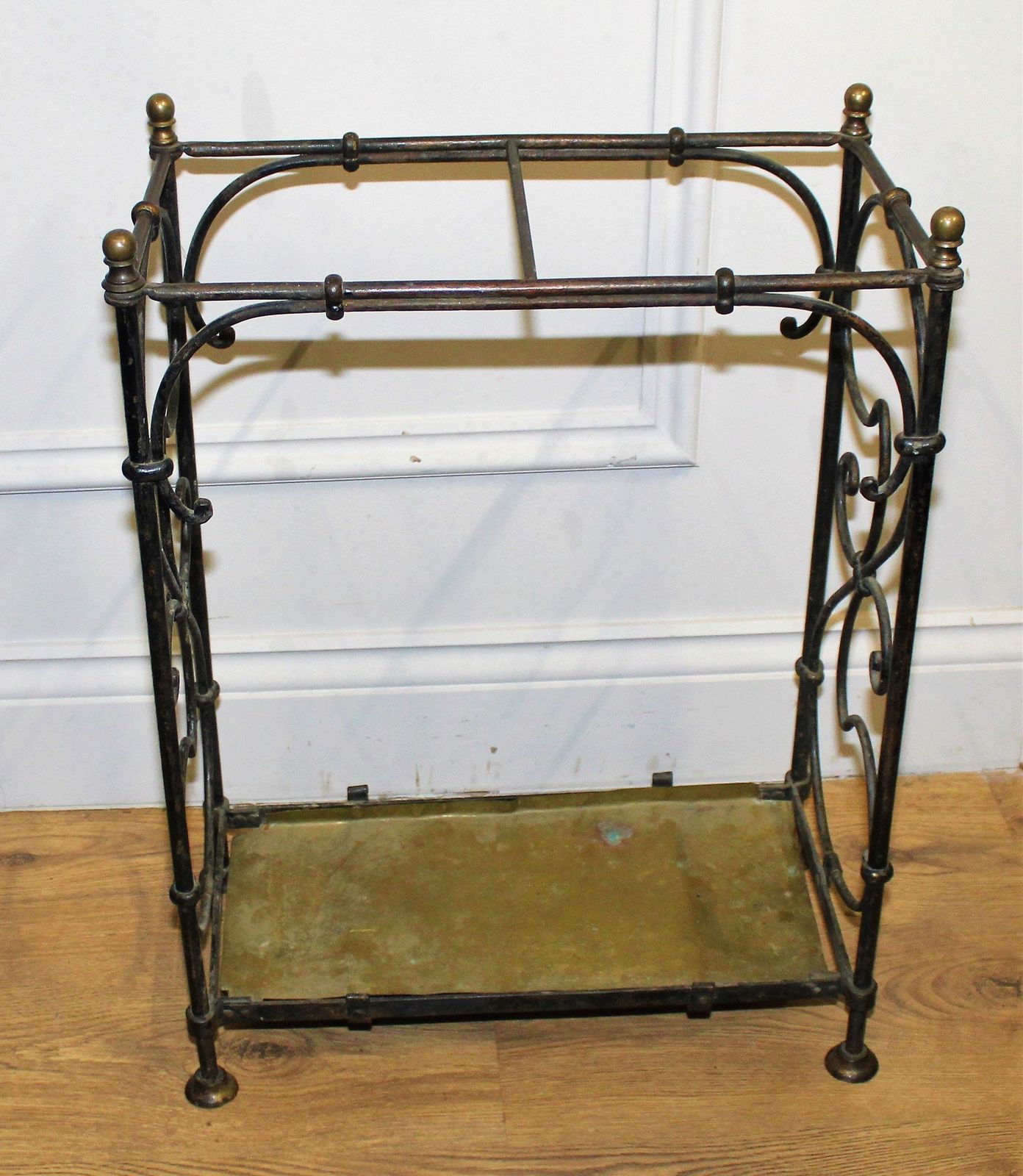 Victorian Antique Umbrella Stand Wrought Iron Vintage Industrial Decor Stick Metal Hallway Storage Rack photo for sale