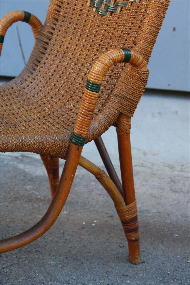 photo furniture Living Room Set In Bamboo And Straw Rope Italy 1950s Chairs With Table