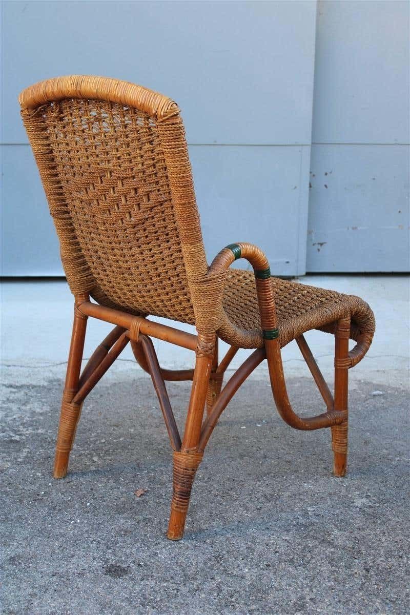 photo vinterior Living Room Set In Bamboo And Straw Rope Italy 1950s Chairs With Table
