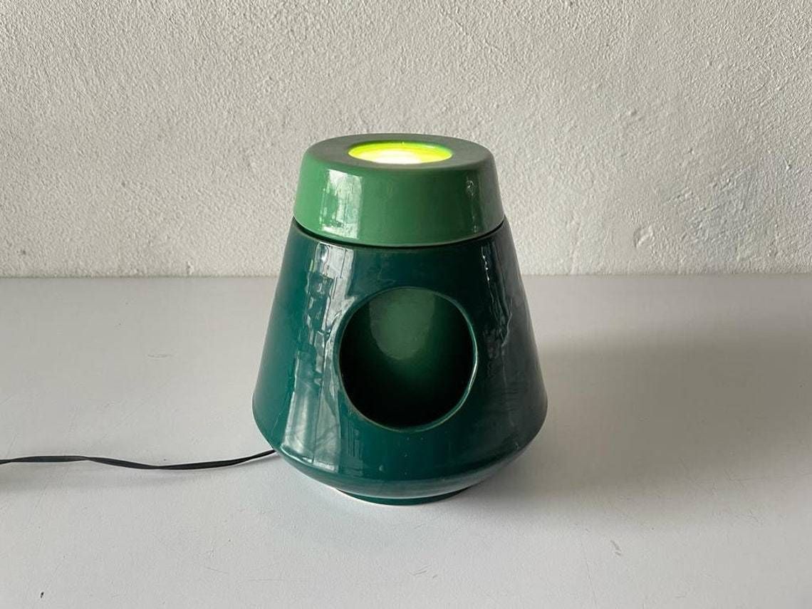 Very Rare Italian Mid Century Modern Green Ceramic Swivel Table Lamp, 1960s, Italy