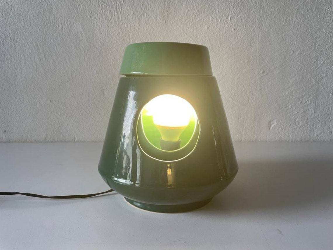 Very Rare Italian Mid Century Modern Green Ceramic Swivel Table Lamp, 1960s, Italy photo for sale