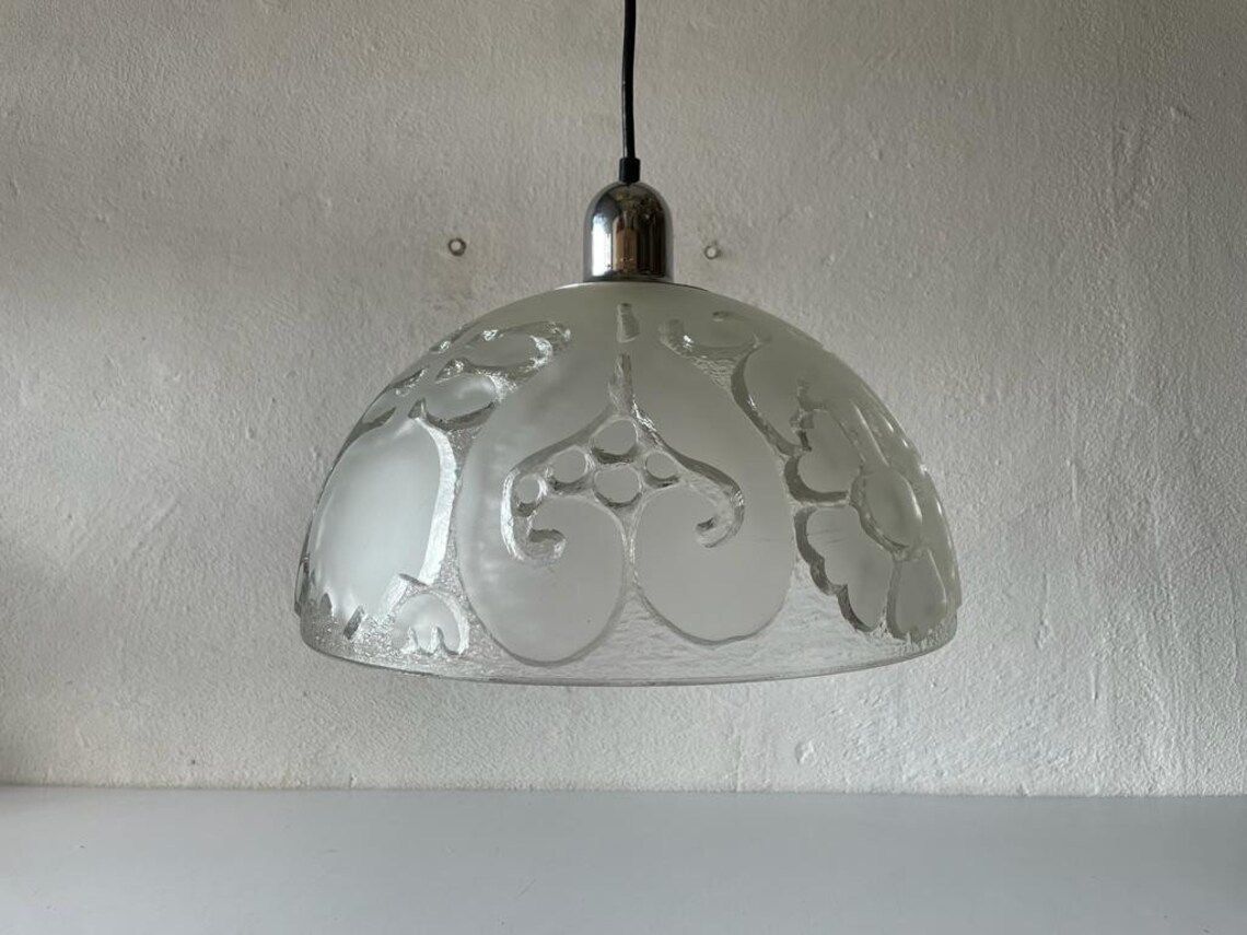 Peill Und Putzler 3 Dimensional Artwork On Heavy Glass Rare Ceiling Lamp, 1970s, Germany