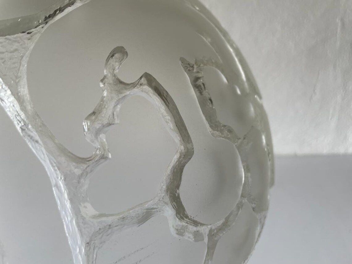 photo furniture Peill Und Putzler 3 Dimensional Artwork On Heavy Glass Rare Ceiling Lamp, 1970s, Germany