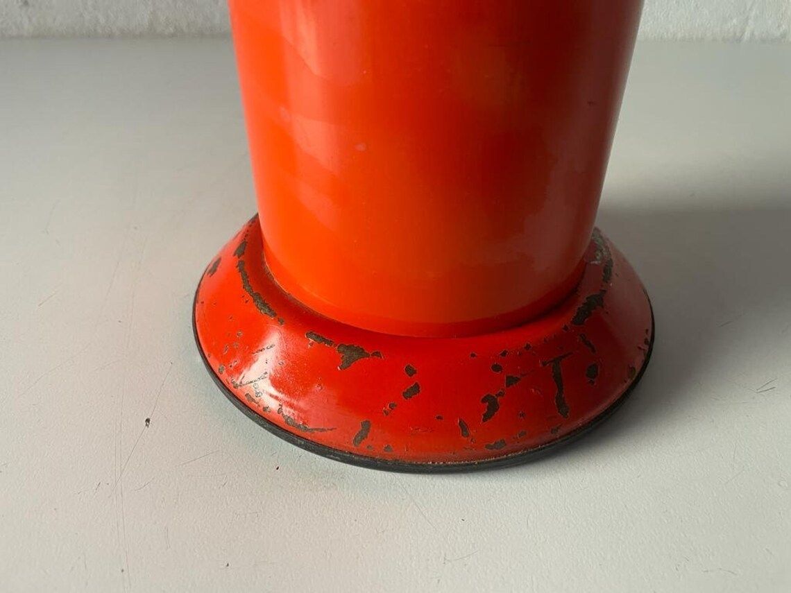 Wonderful Italian Orange Metal Cylindrical Industrial Ashtray, 1970s, Italy photo buy