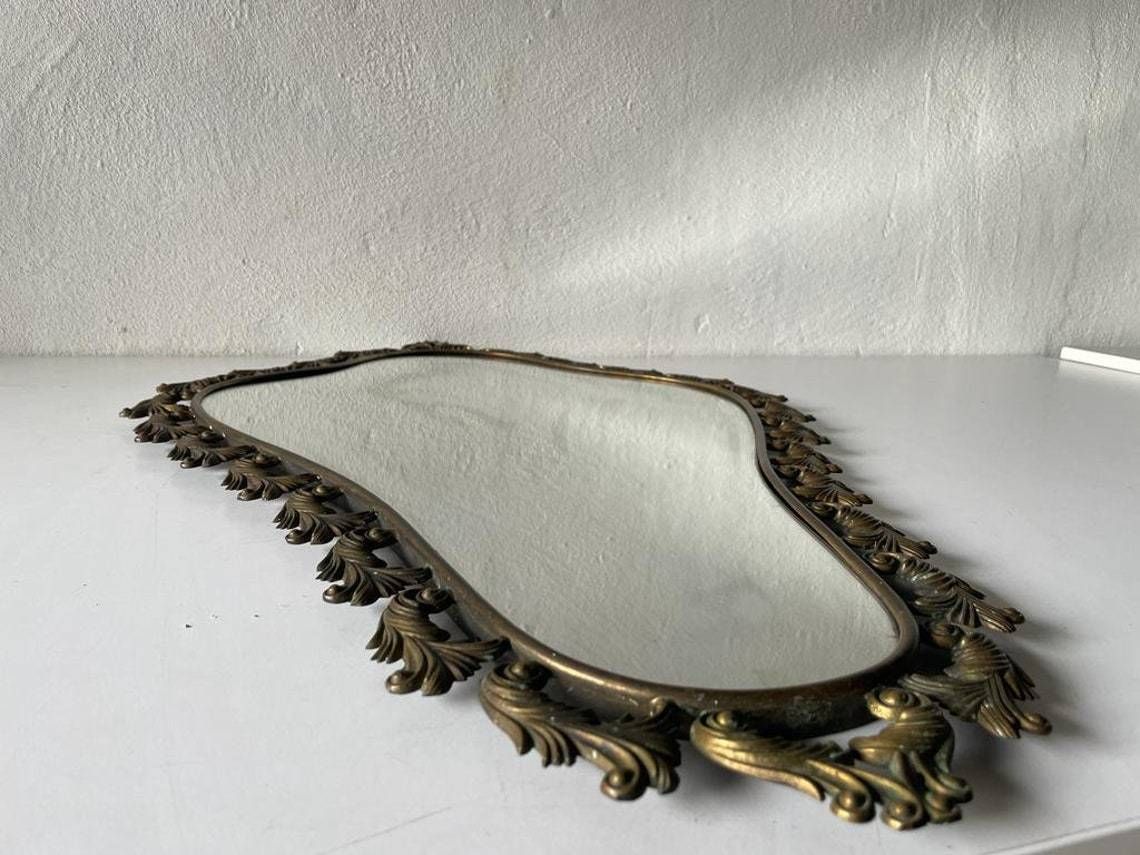 Mid Century Modern Italian Brass Frame Xl Wall Mirror, 1950s, Italy photo Home Decor