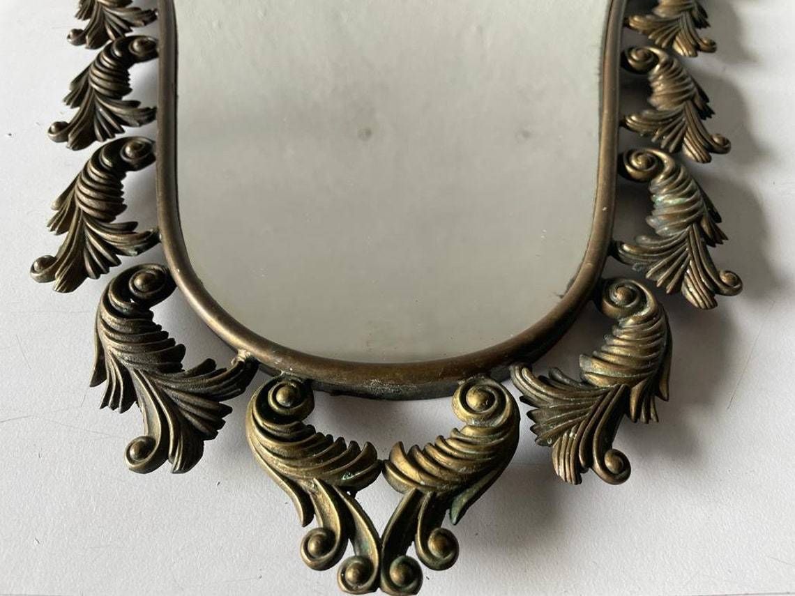 Mid Century Modern Italian Brass Frame Xl Wall Mirror, 1950s, Italy photo 555.52