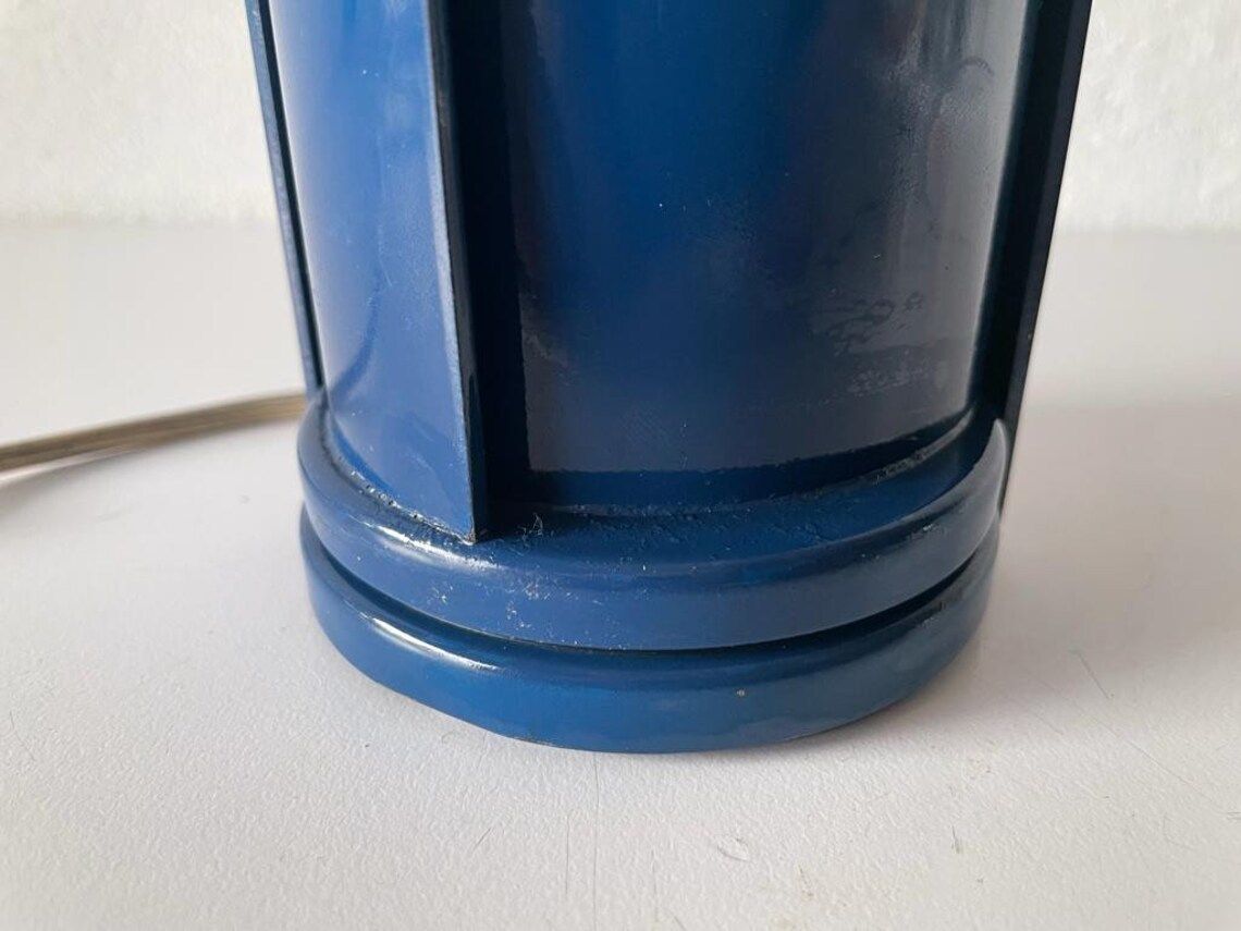 photo furniture Rare Italian Mid Century Modern Dark Blue Swivel Table Lamp 1960s Italy