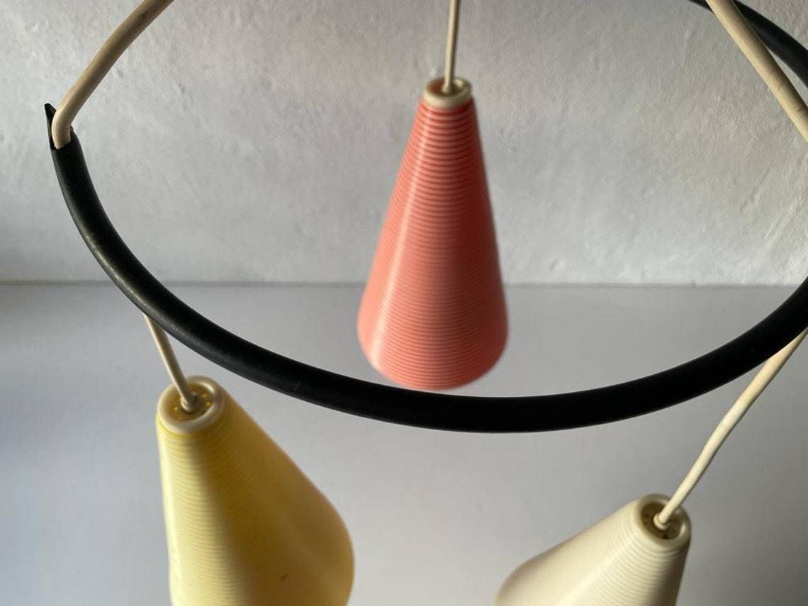 photo for sale Wonderful Triple Rotaflex Shade Pendant Lamp 1960s  Germany