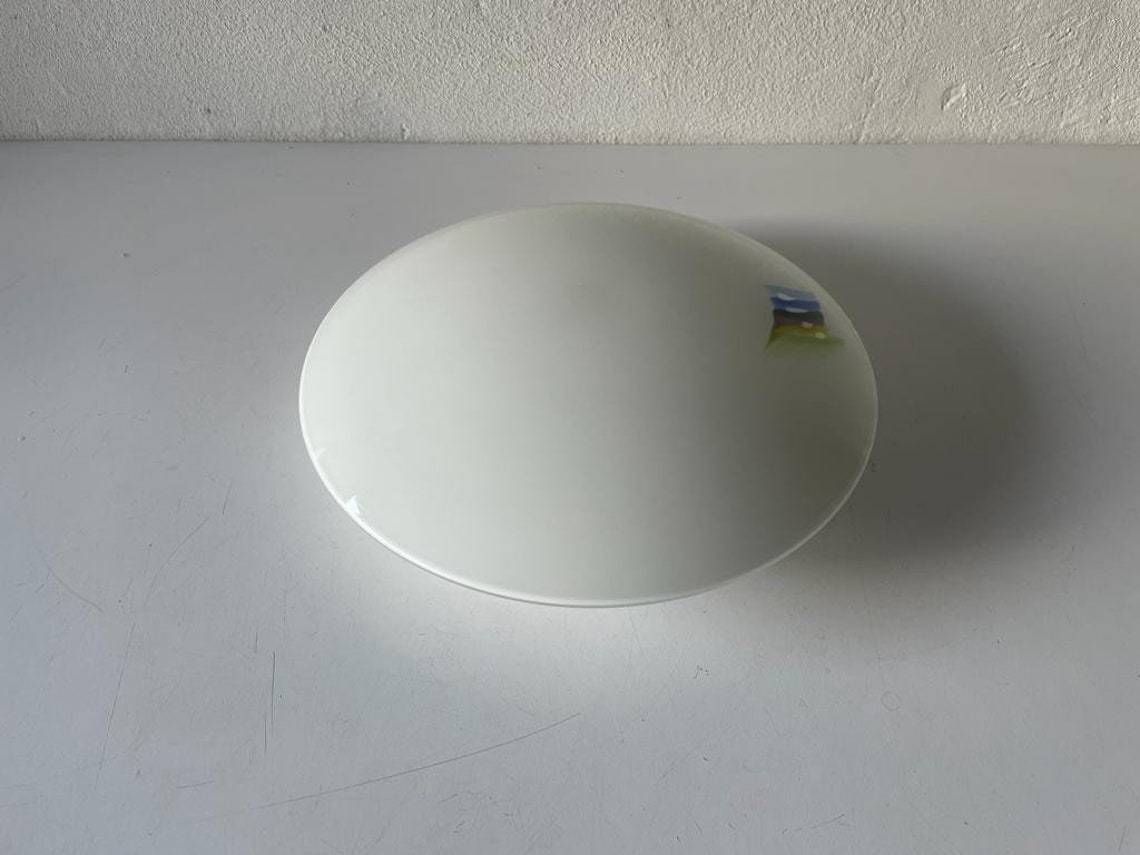 Mushroom White Glass Flush Mount Ceiling Or Wall Lamp By Peill Putzler  1960s  Germany photo for sale