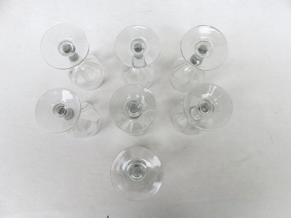 Large Glass Wine Glasses, France, Set Of 7 photo for sale