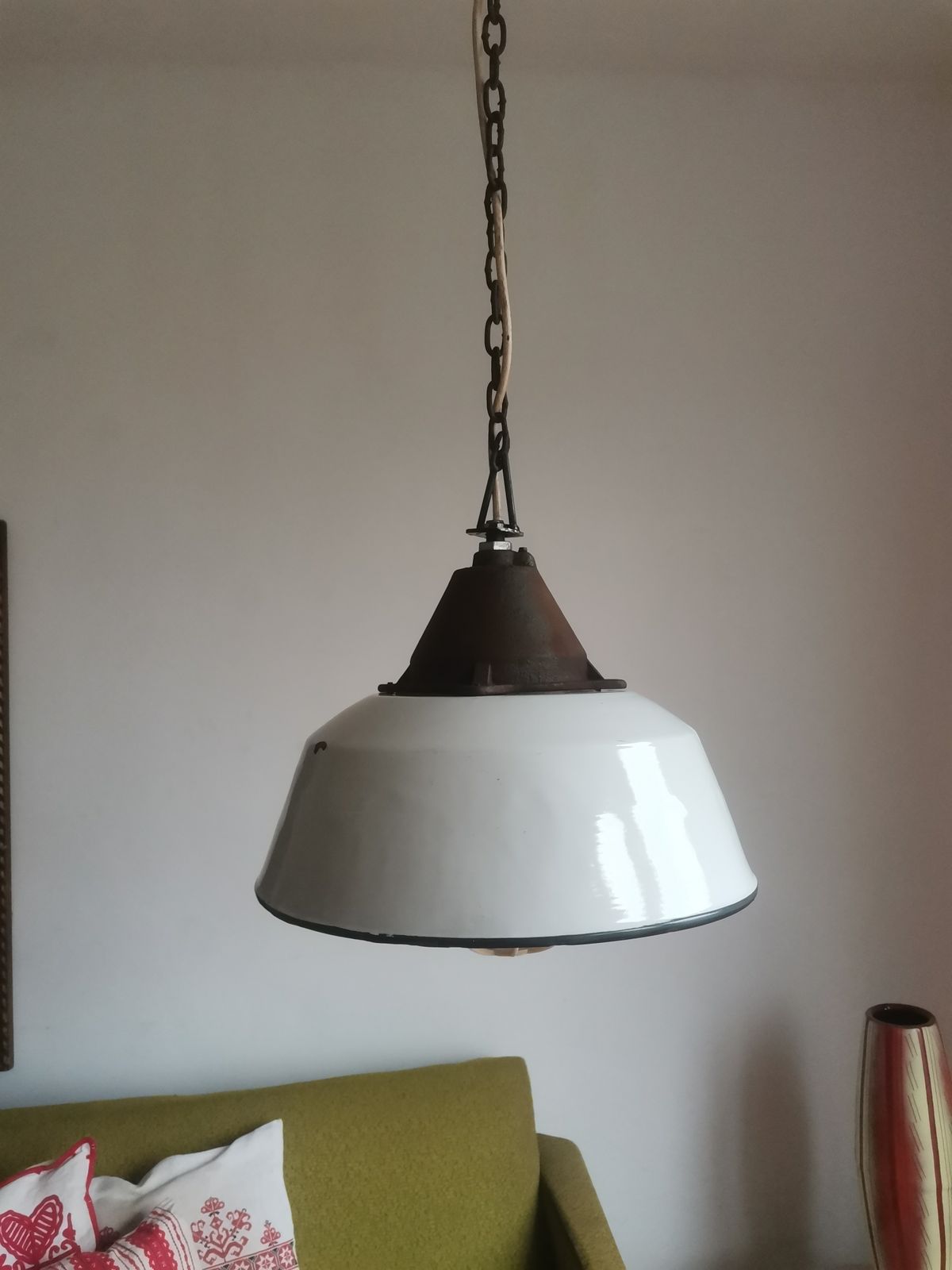 Industrial White Factory Cow Shed Hungarian Pendant Large Lamp Lighting Kitchen photo vintage