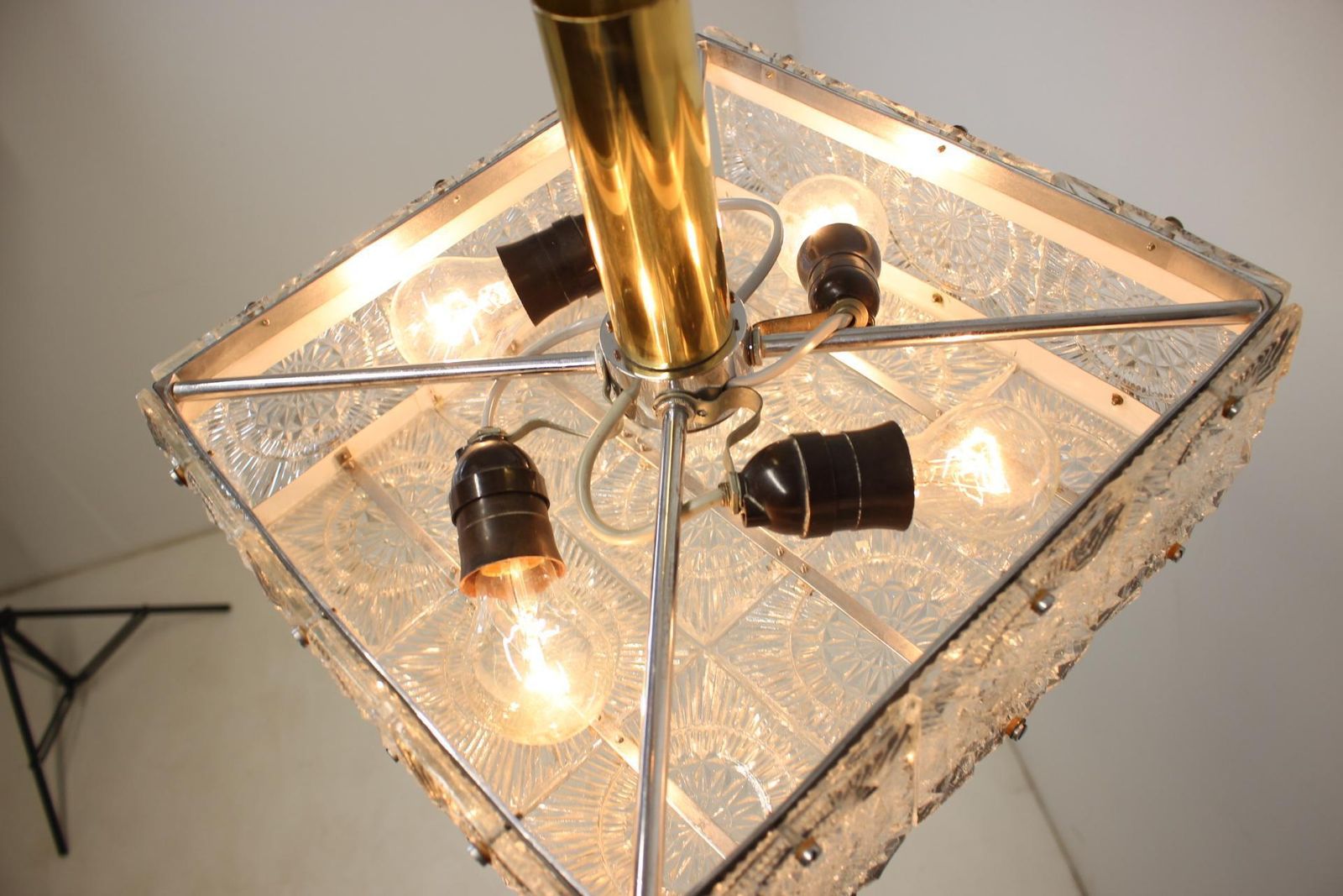 Lighting Rare Art Glass Chandelier/ Kamenicky Senov, 1970's photo