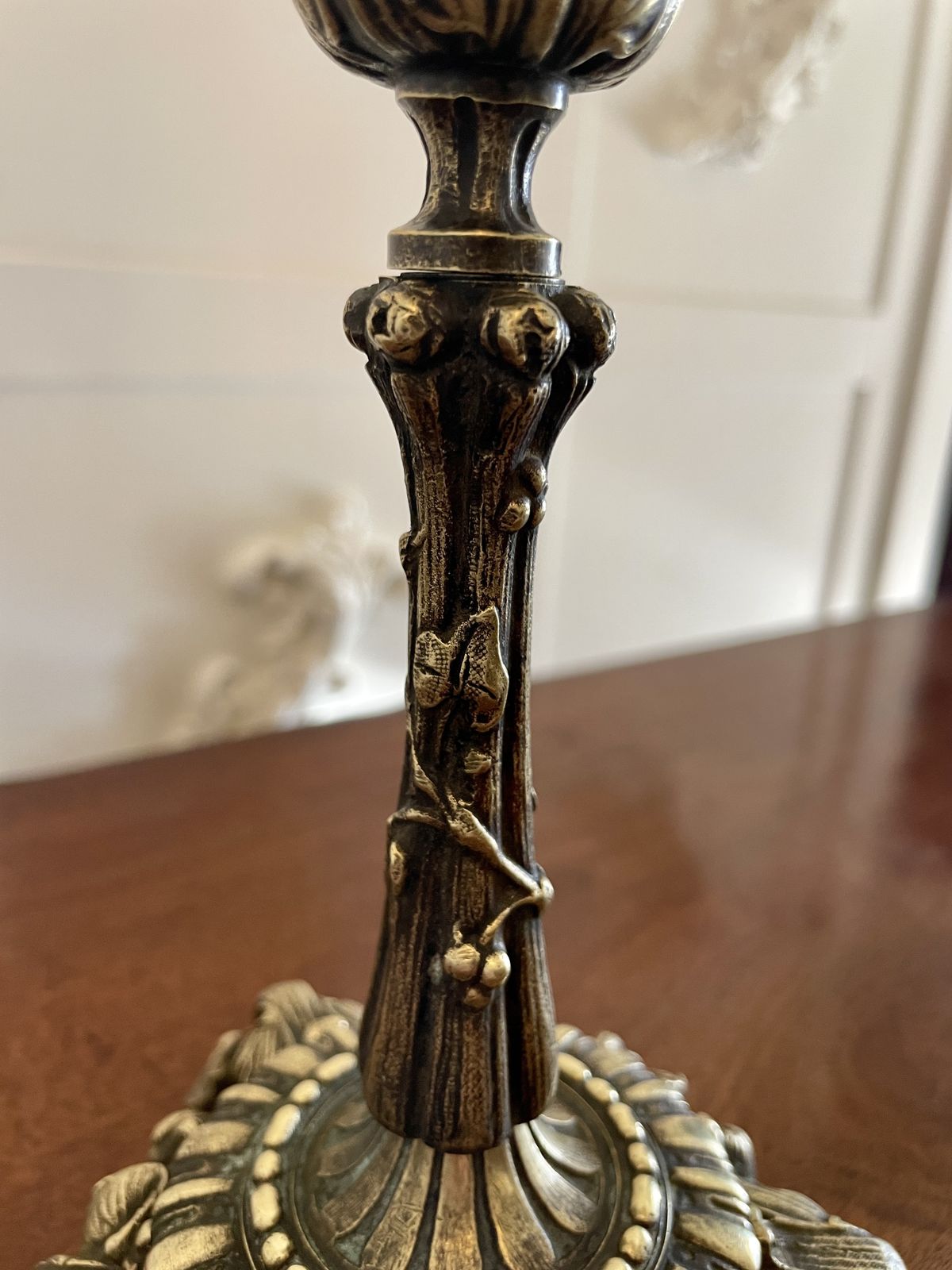 Pair Of Antique 19th Century Quality Ornate Brass Candlesticks photo buy