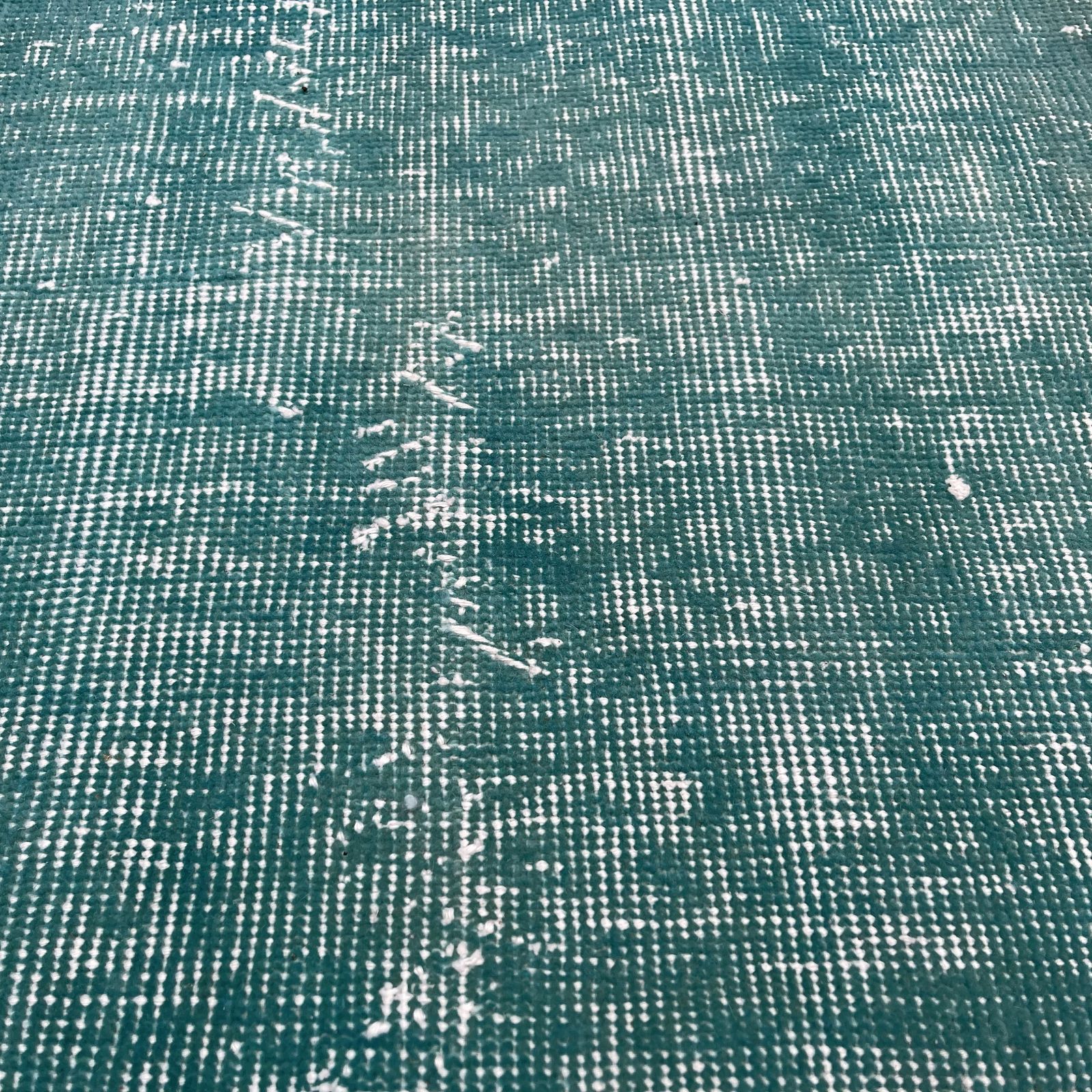 Distressed Turkish Narrow Runner Wool Vintage Rug Runner, Overdyed Green Rug Runner photo vinterior
