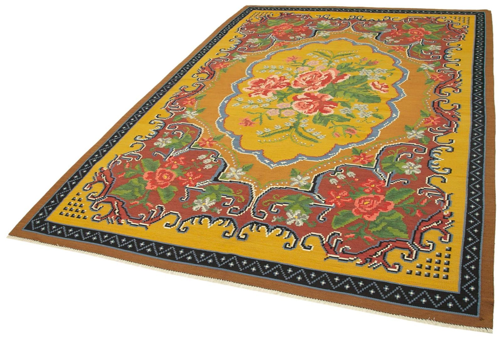 Handmade Vintage Moldovian Rose Kilim Rug   295 X 198 Cm photo for sale