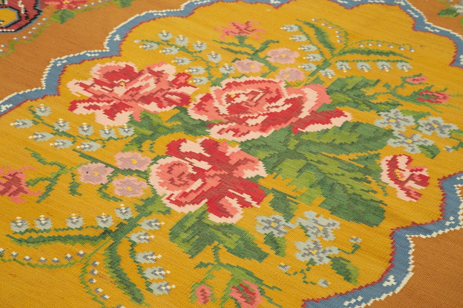 Handmade Vintage Moldovian Rose Kilim Rug   295 X 198 Cm photo 1283.0