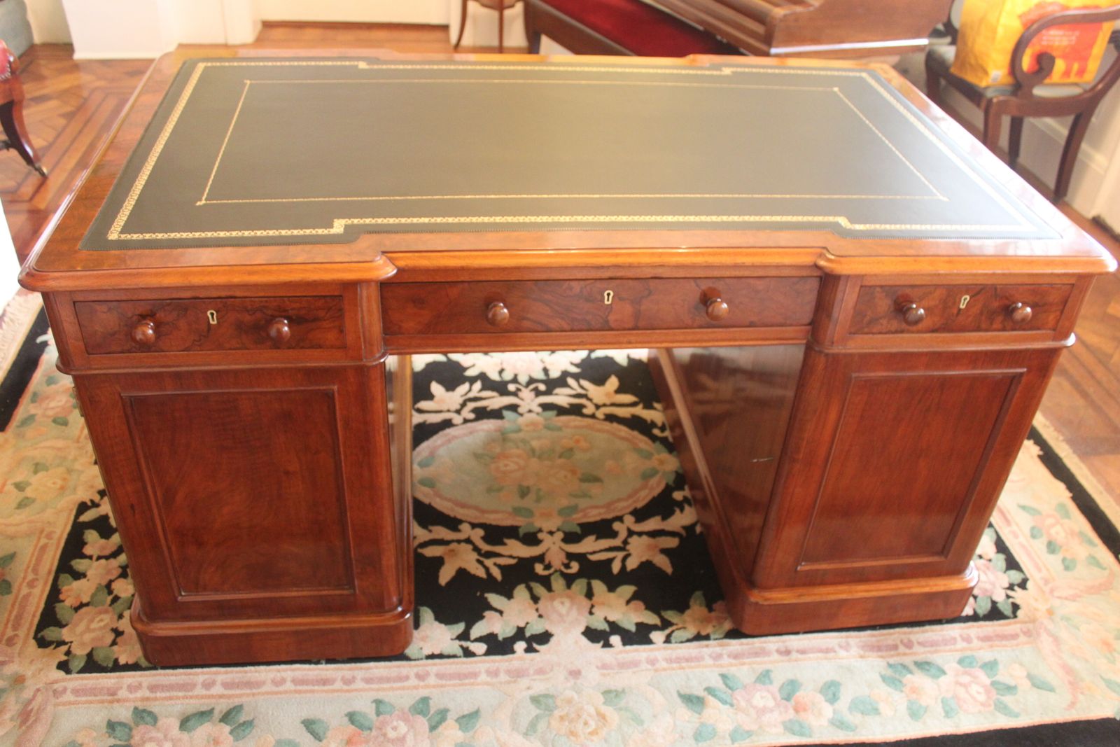 A Rare Victorian Burr Walnut Partners Desk By Edwards & Roberts photo furniture