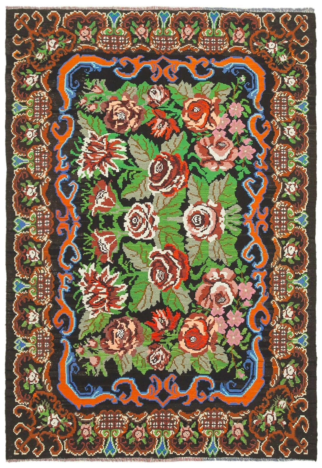 Black Vintage Moldovan Kilim Rug 274  X 197 Cm