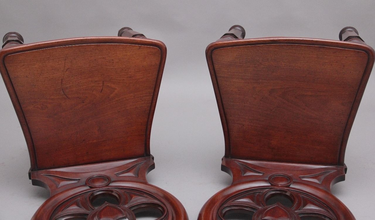 Pair Of 19th Century Antique Mahogany Hall Chairs photo buy