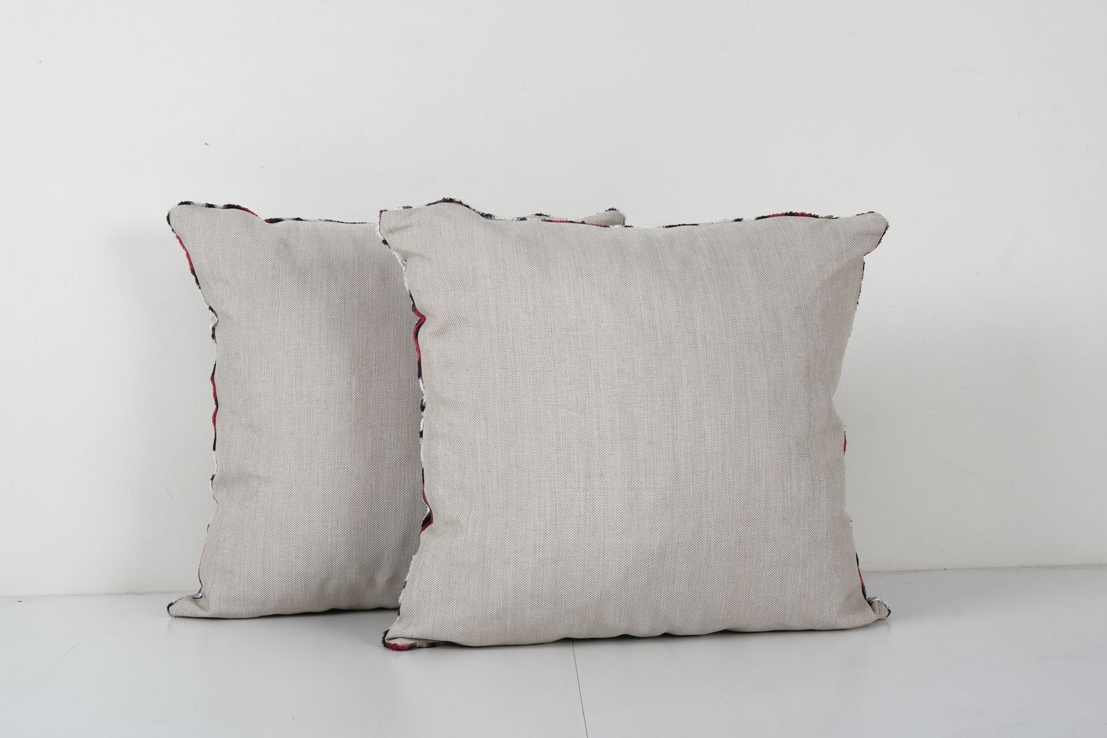 Square Silk Ikat Velvet Cover   Set Of Two Red Polka Dot Velvet Pillow Cover   Pair Ethnic Designer Cushion 18'' X 18'' photo Textiles