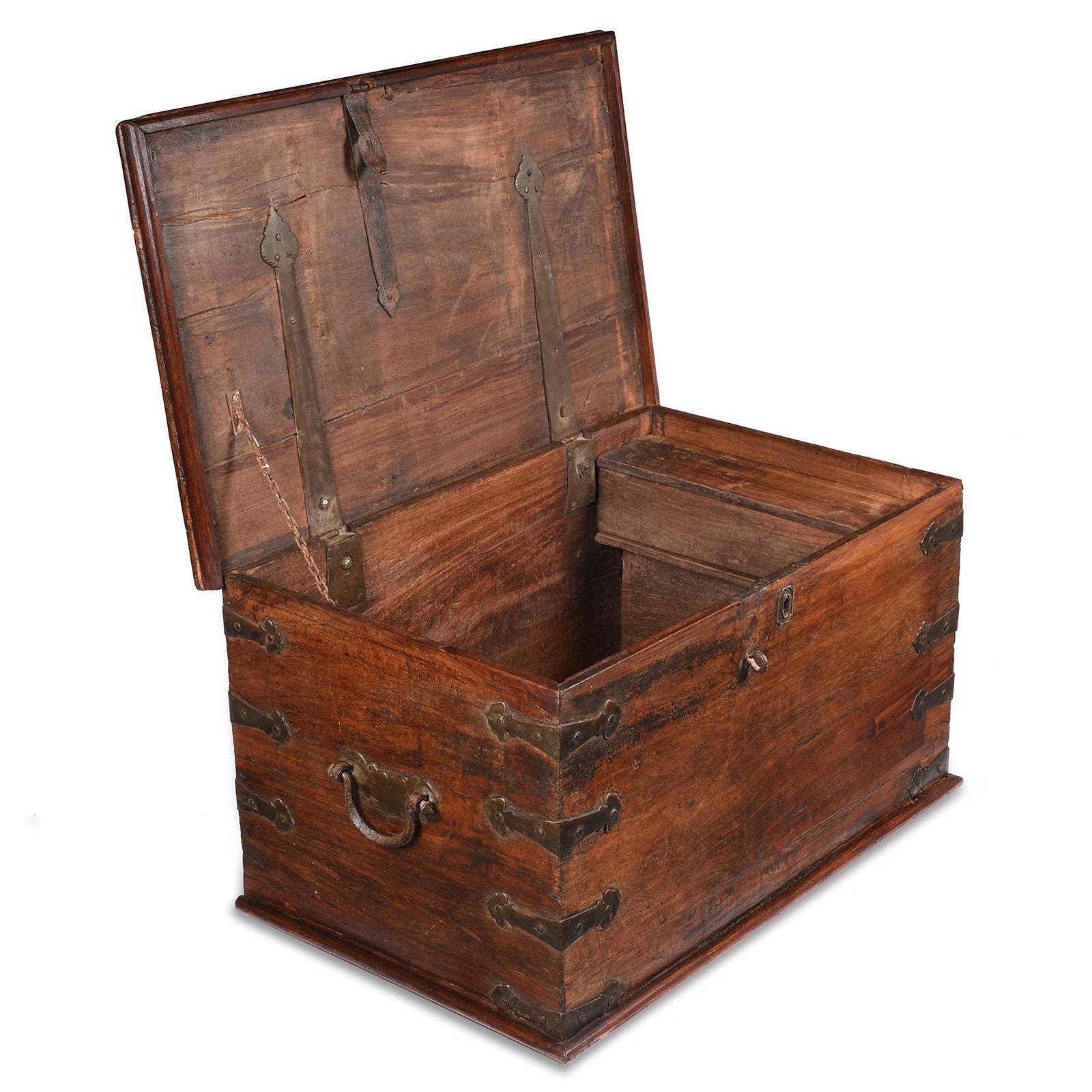 Brass Bound Jackfruit Chest From South India   18thc photo vinterior