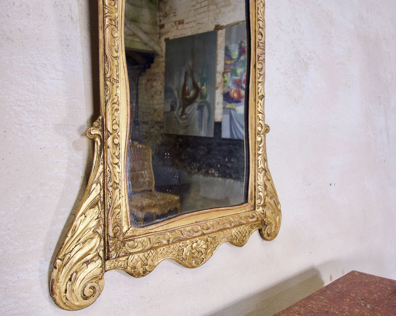 A Late 19th Century George II Style Giltwood Mirror photo for sale