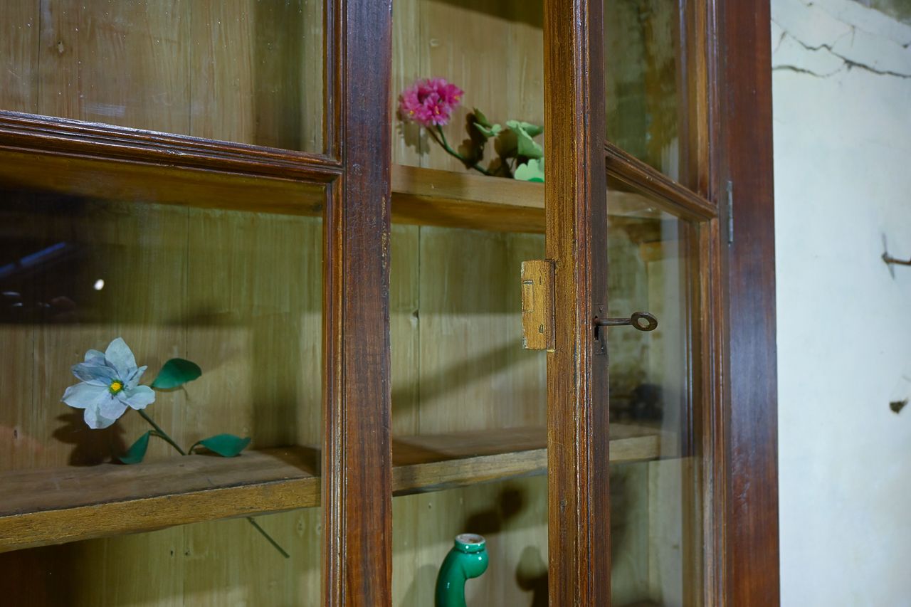 Tall 19th Century French Glazed Faux Bois Rosewood Cabinet photo furniture