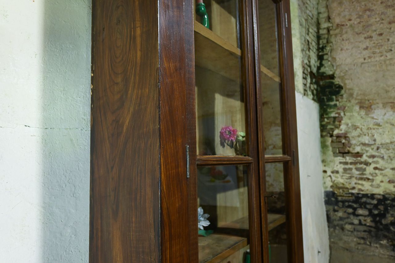 Tall 19th Century French Glazed Faux Bois Rosewood Cabinet photo Furniture