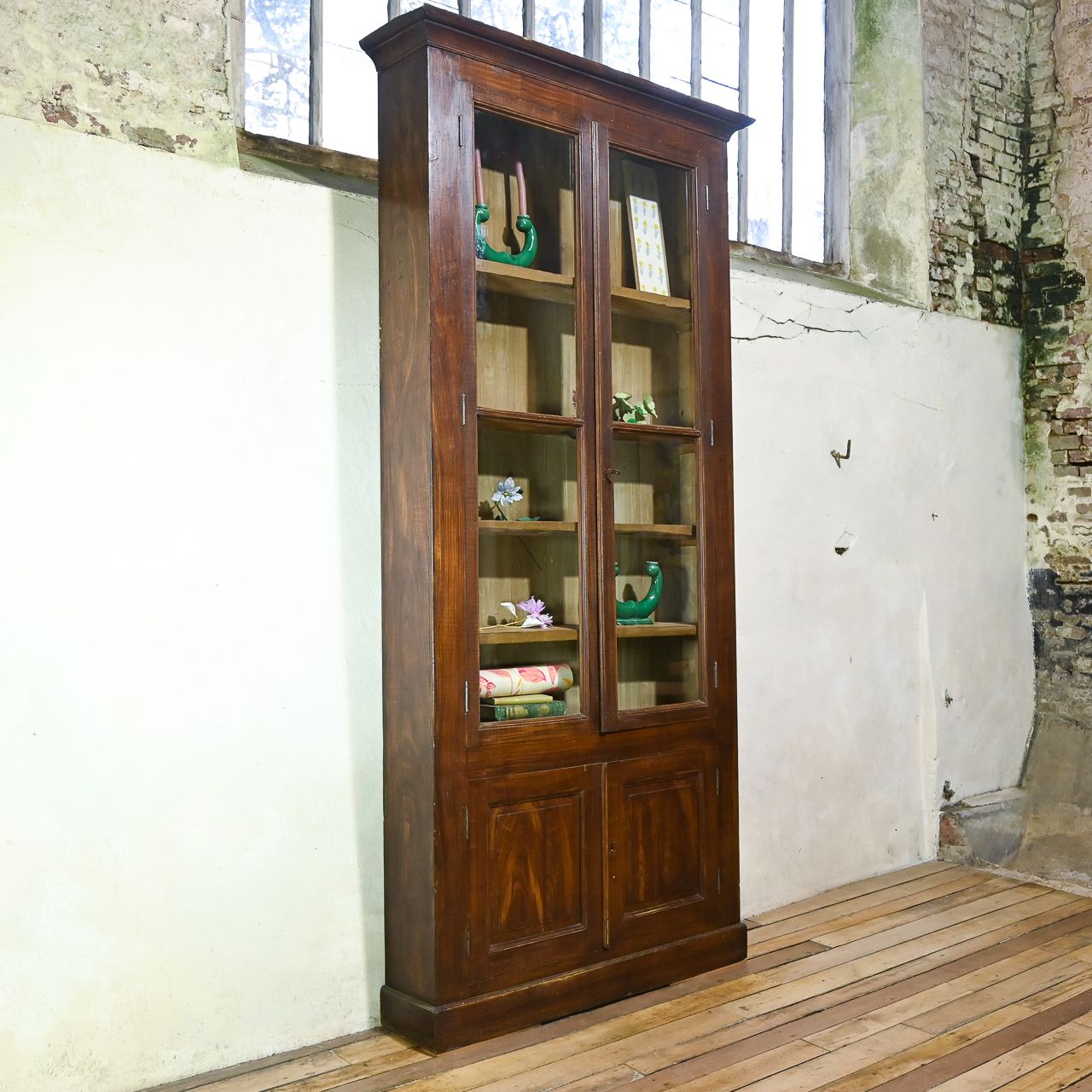 Tall 19th Century French Glazed Faux Bois Rosewood Cabinet