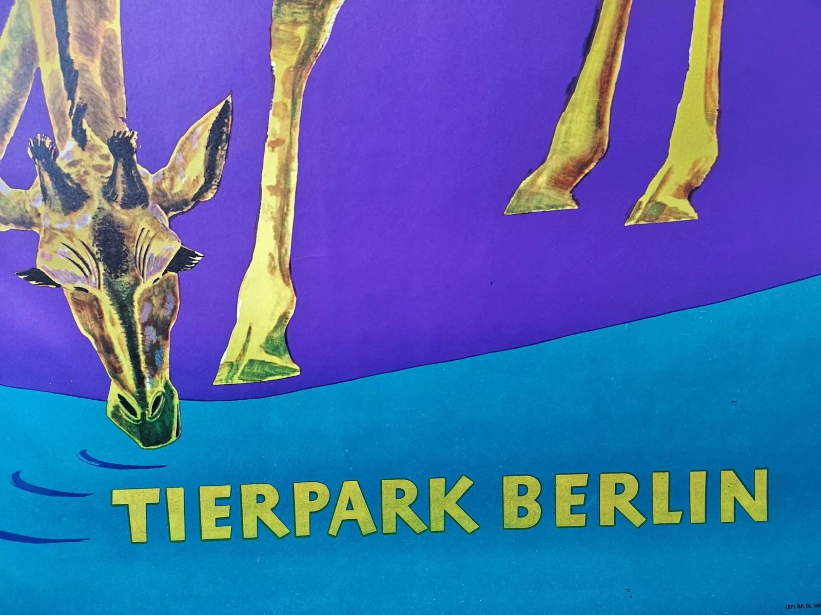 Vintage 1970s Tierpark Berlin Original Zoo Poster Advertising Of A Giraffe photo vintage