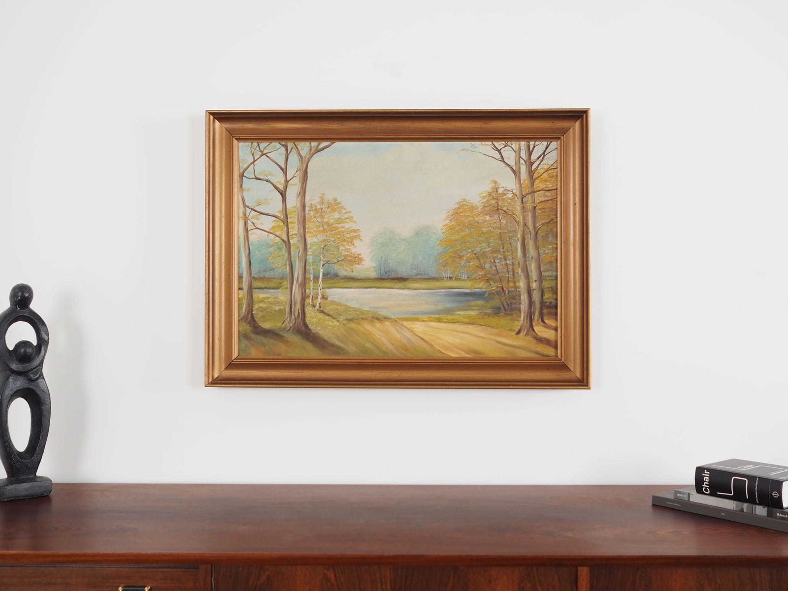 Painting „Two Birch By The Pond”, Scandinavian Design, 1970s photo for sale