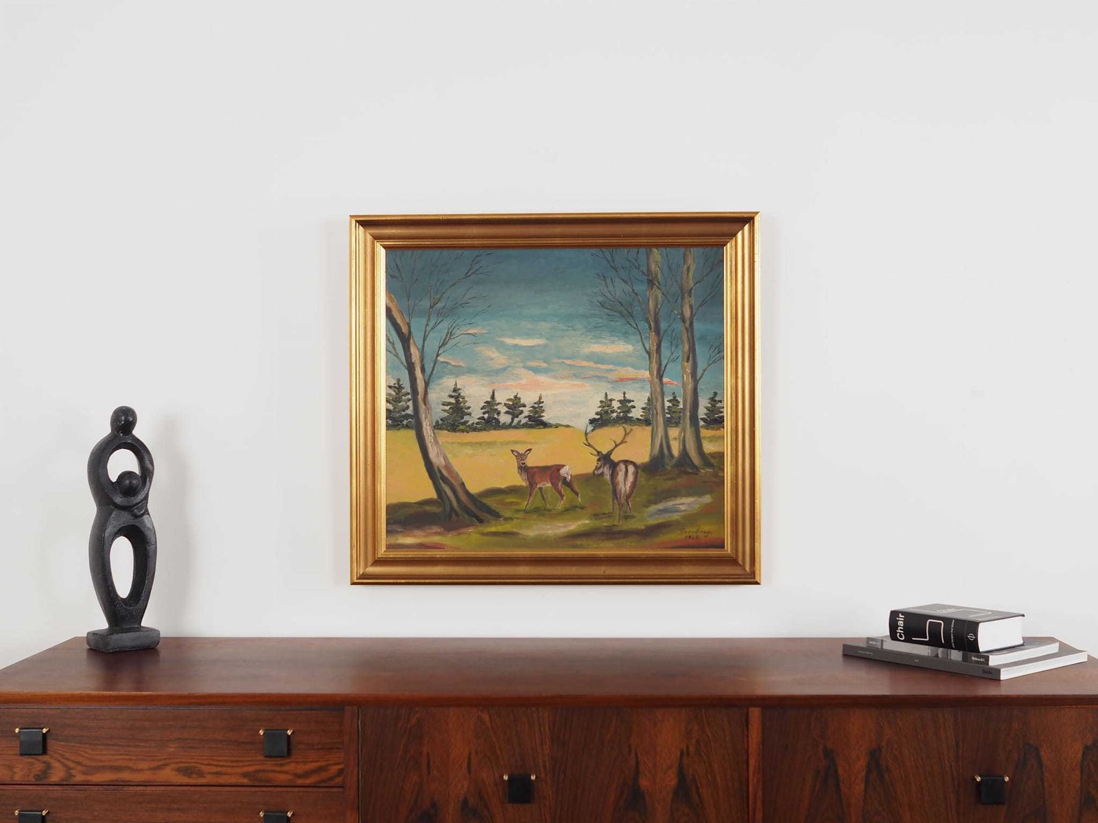 Painting „The Pair Of Deer”, Scandinavian Design, 1960s photo for sale