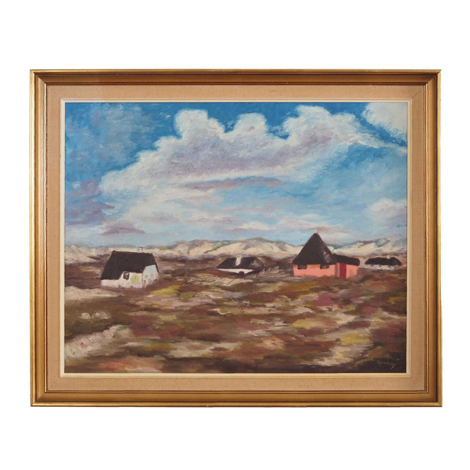 Schilderij „The Village In The Clouds", Scandinavian Design, Jaren 1970
