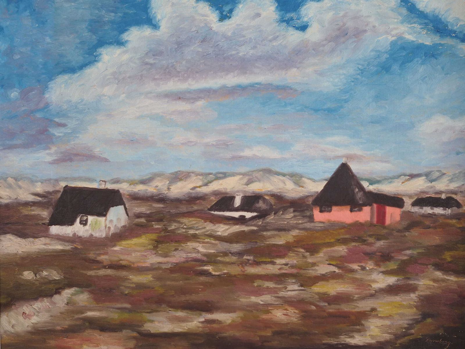 Schilderij „The Village In The Clouds", Scandinavian Design, Jaren 1970 photo 459.0