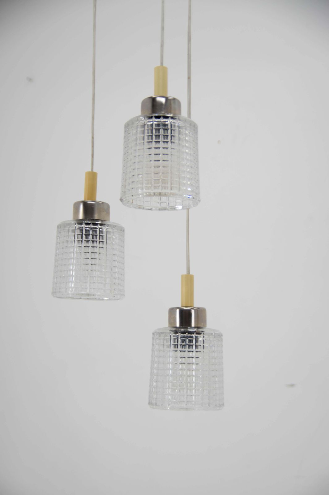 Mid Century Adjustable Glass Chandelier By Pokrok Zilina, 1970s photo vintage