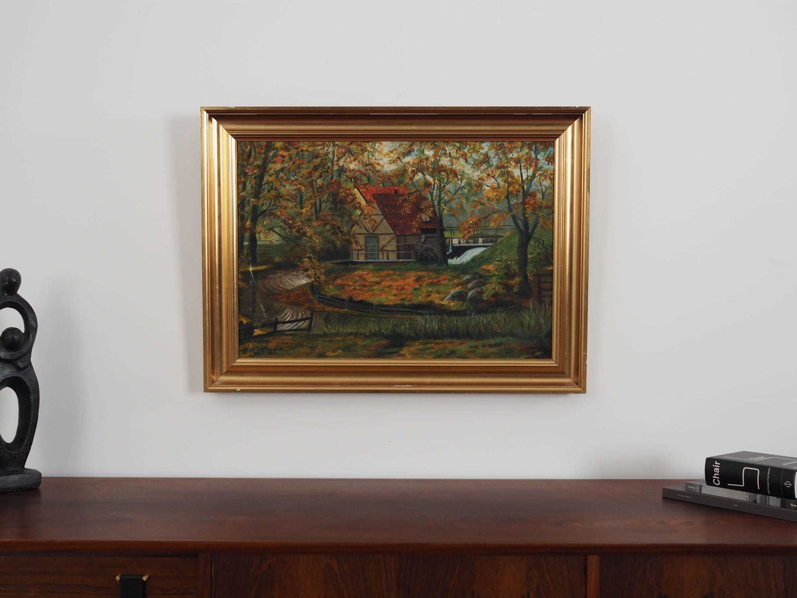 Painting „The Forest Mill”, Scandinavian Design, 1970s, By C. May photo for sale