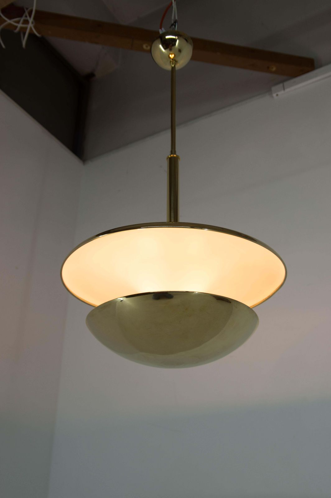 Rare Brass Bauhaus Chandelier By Franta Anyz 1920s Restored photo for sale