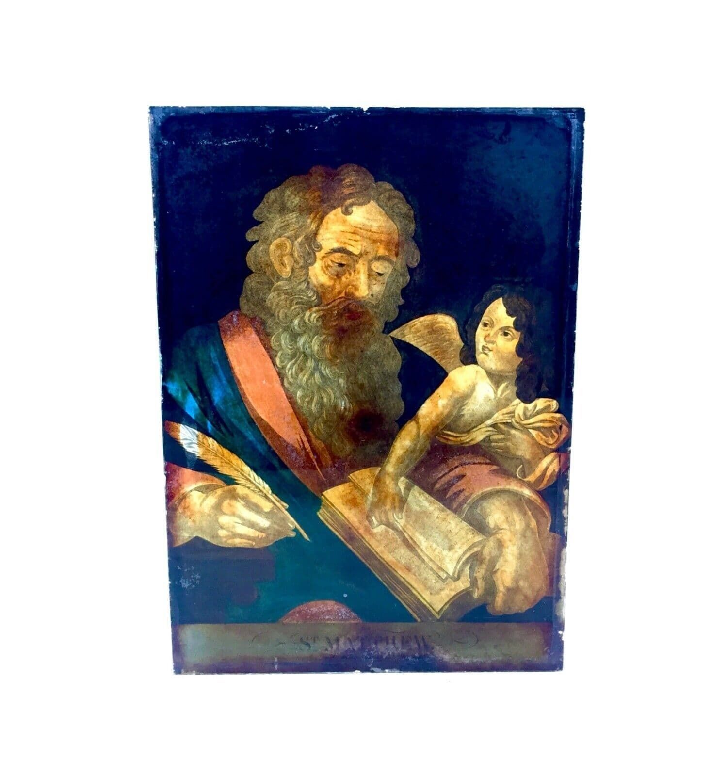 Antique 19th Century Set Of 4 Religious Reverse Glass Paintings By James Bateman photo 399.0