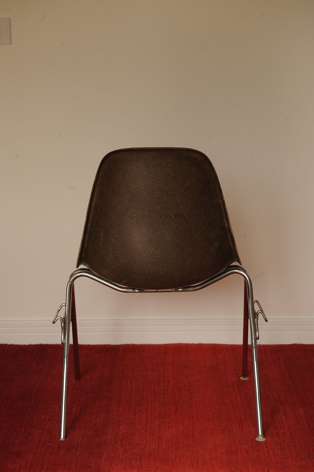 Charles & Ray Eames Herman Miller Dss Fibreglass Upholstered Chair With Chrome Base And Labels 1980's Ol photo furniture