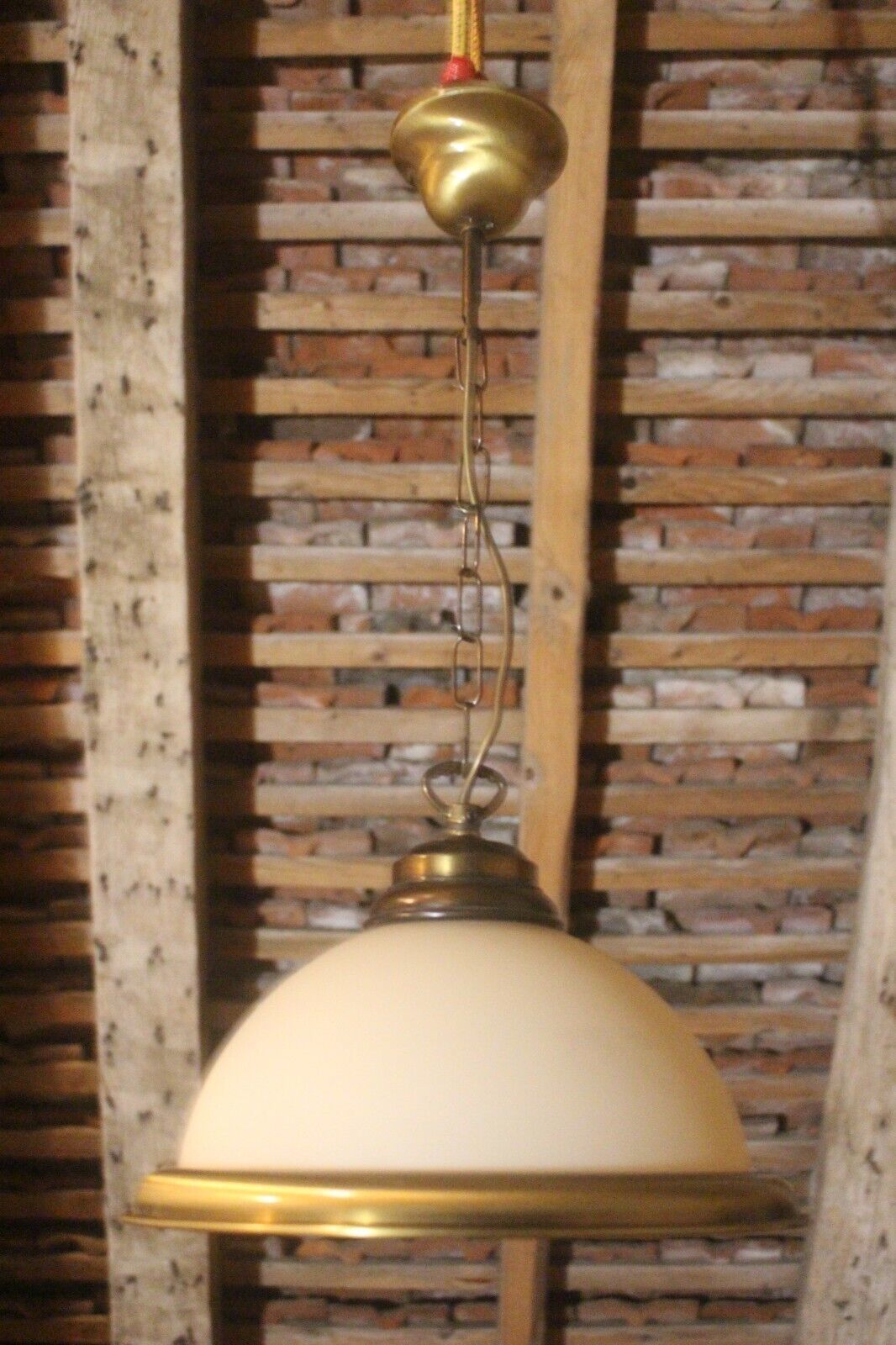 Italian Vtg Metal And Glass Ceiling Light Chandelier Pendant Lamp photo furniture