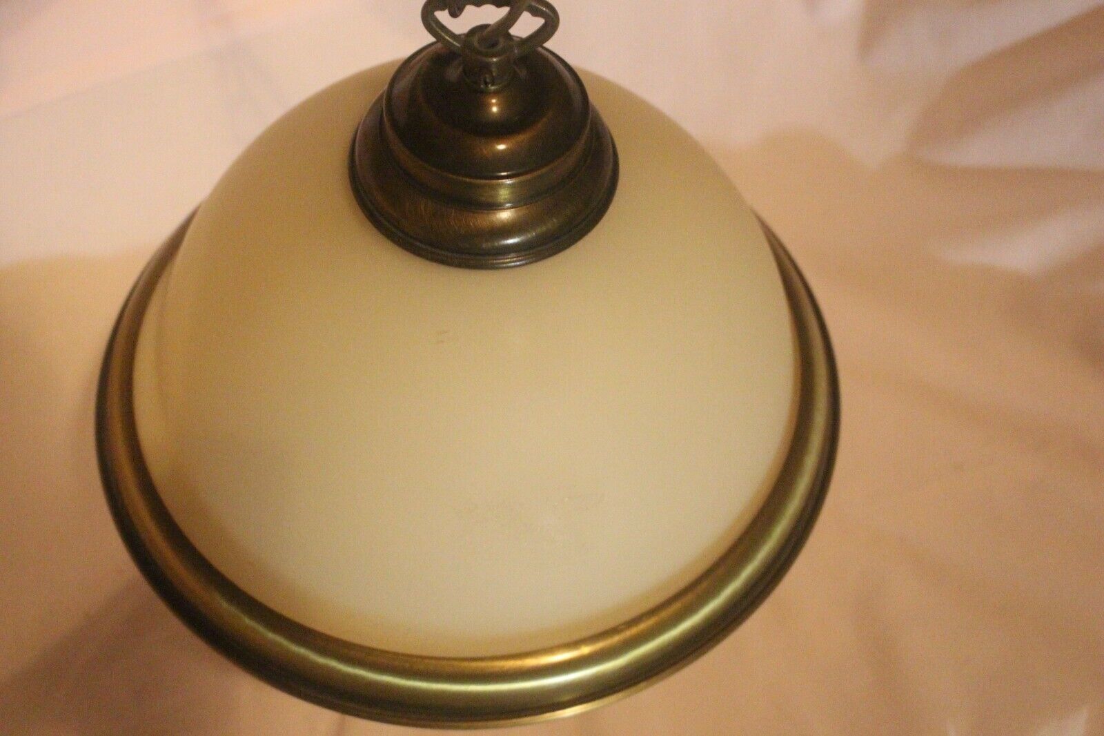 Italian Vtg Metal And Glass Ceiling Light Chandelier Pendant Lamp photo vinterior