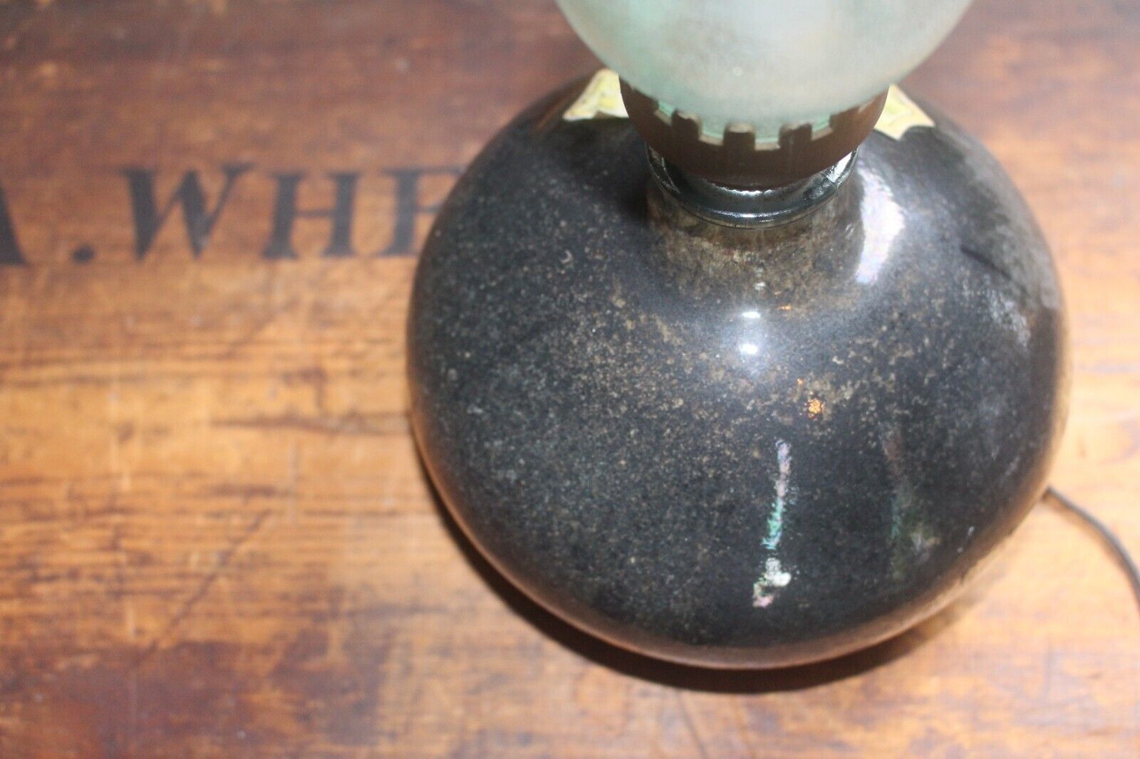 Italian Vintage Table/Desk Light Glass Bottle And Chimney Glass Shade Oil Lamp photo for sale