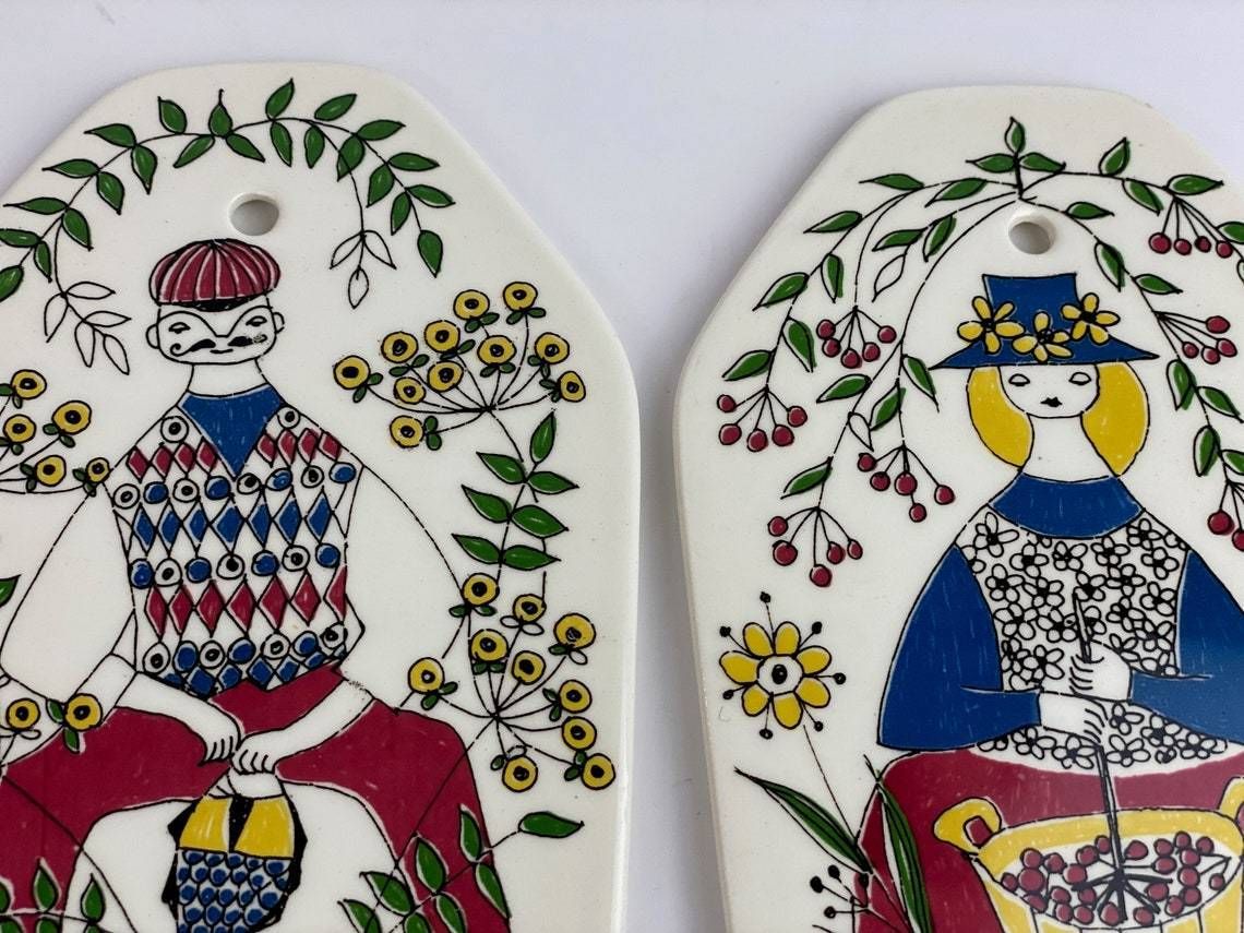 4 Mons & Mille Wall Trivets / Plaques Of Turi Design By Turid Gramstad Oliver For Figgjo Flint In Norway photo 122.0