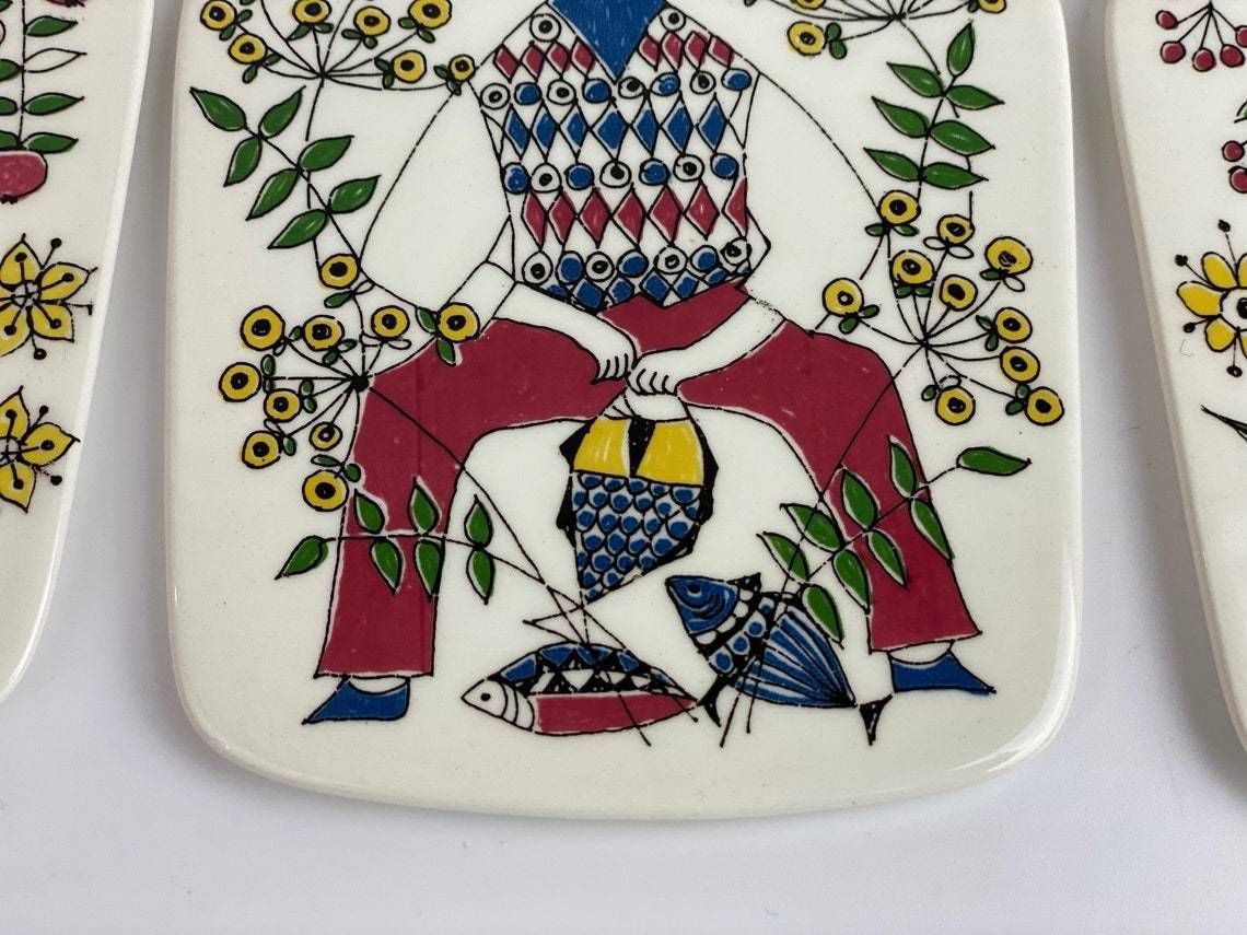 4 Mons & Mille Wall Trivets / Plaques Of Turi Design By Turid Gramstad Oliver For Figgjo Flint In Norway photo buy