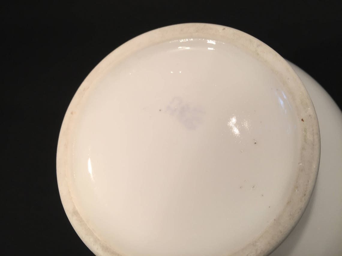 photo for sale Antique Porcelain Chocolate Jug By Danish Maker Bing And Grondahl In The 1800s, Pink And Light Blue Pattern