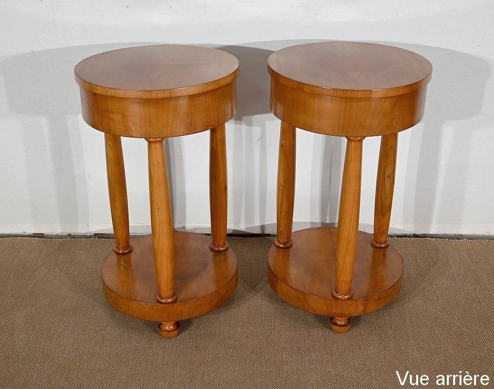 photo furniture Pair Of Small Cherrywood Pedestal Tables, Empire Style, Mid 20th Century